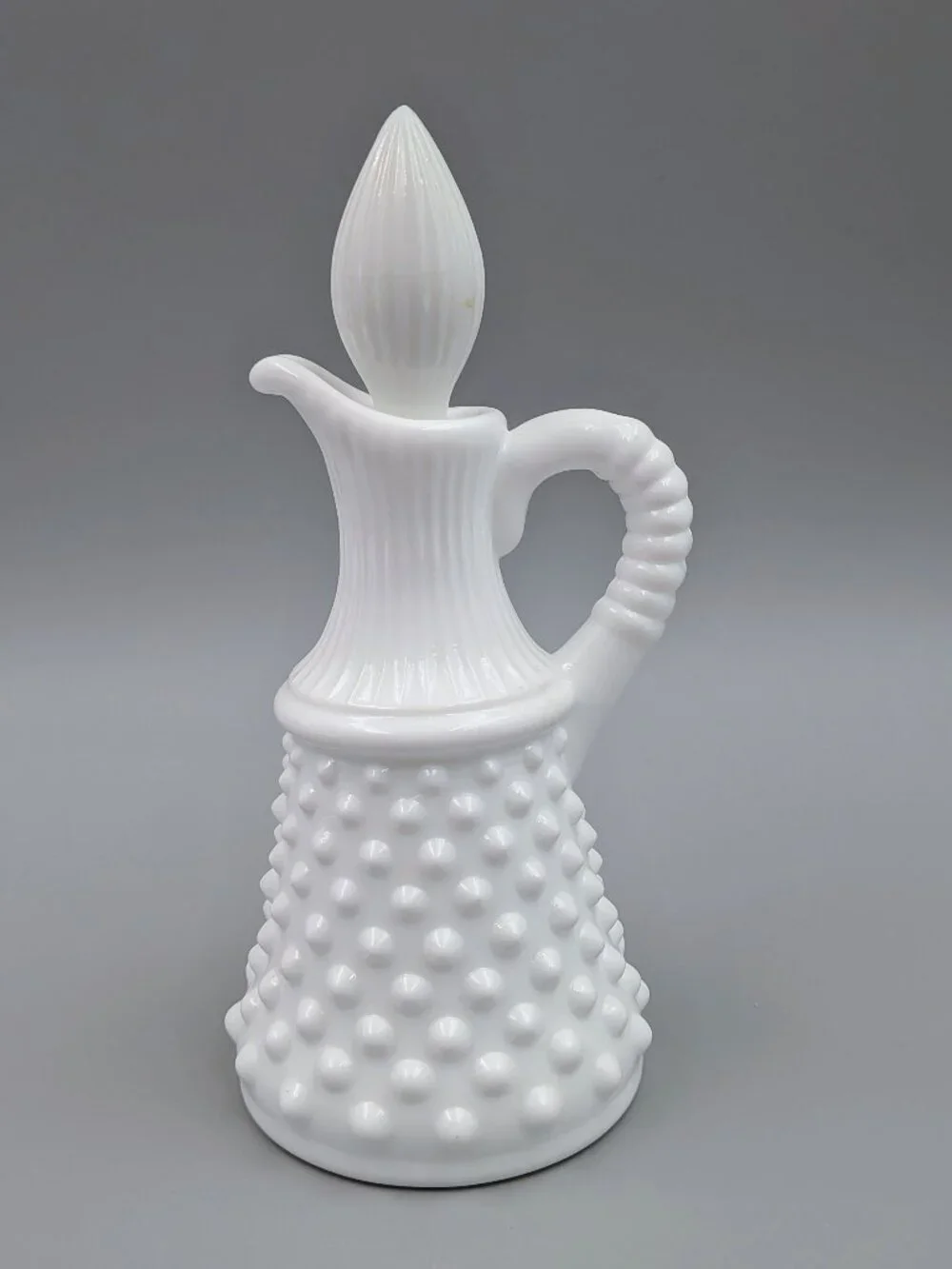 Vintage Fenton White Milk Glass Hobnail Cruet - Cottagecore Modern Farmhouse